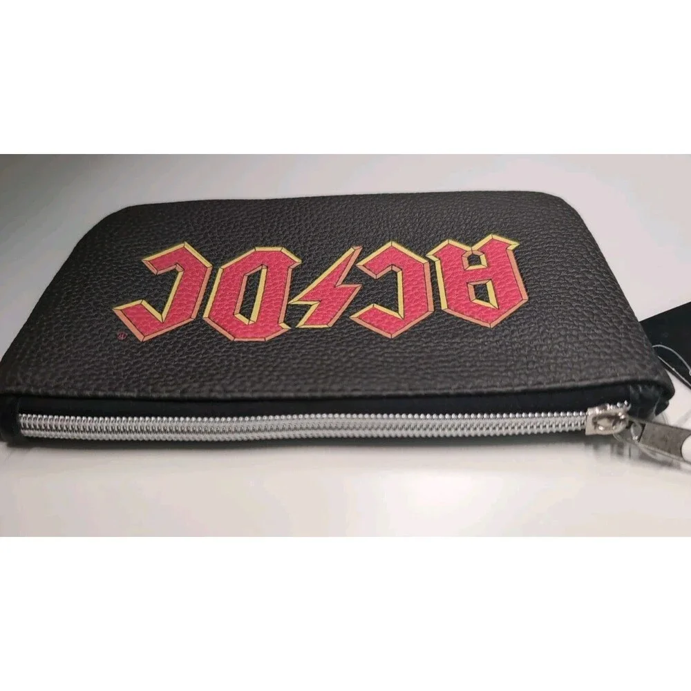 NWT AC/DC Rock Money Talk Canvas Zippered Makeup Bag Clutch Officially Licensed